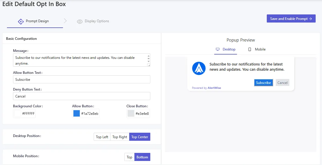 Selecting the Subscription Opt-in